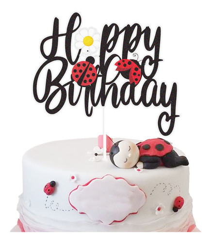 Ladybug - Decoracion De Pastel De Feliz Cumpleanos Con Purpu