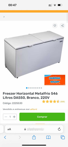 Freezer Horizontal Metalfrio 546 Litros Da550, Branco, 220v