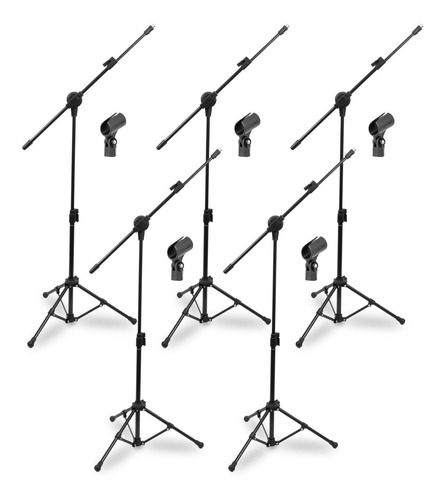 05 Microfones Arcano Renius-8 Cabos Xlr-p10 + 5 Pedestais