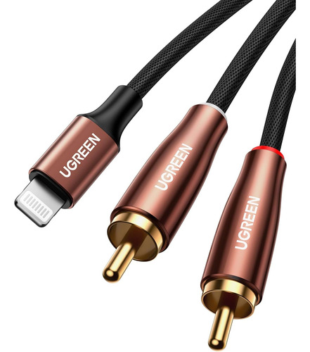 Adaptador Lightning A Jack Ugreen 2rca De 1 Metro Marron