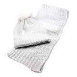 Conjunto Cachecol E Gorro Glitter Branco De Lã (6566)