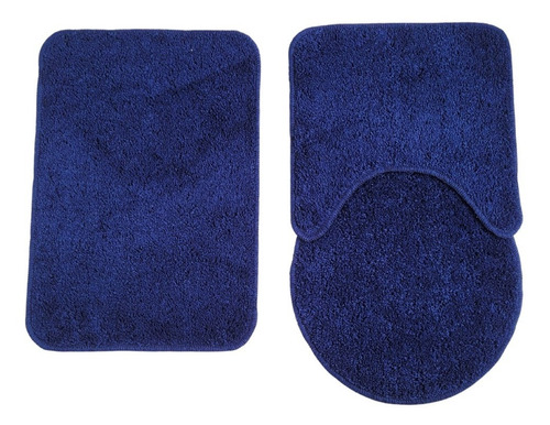 Tapete De Banheiro Kit 3 Peças Pelo Baixo Várias Cores Cor Azul