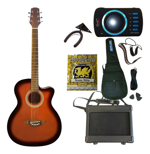 Guitarra Electroacustica Amplificador Afinador Accesorios