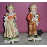 Lefton Figuras Porcelana Niños Con Mascota De 16 Cm Alto