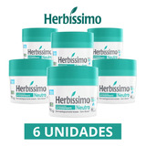 Kit 6 Desodorantes Herbíssimo Creme Neutro Sem Álcool 55g