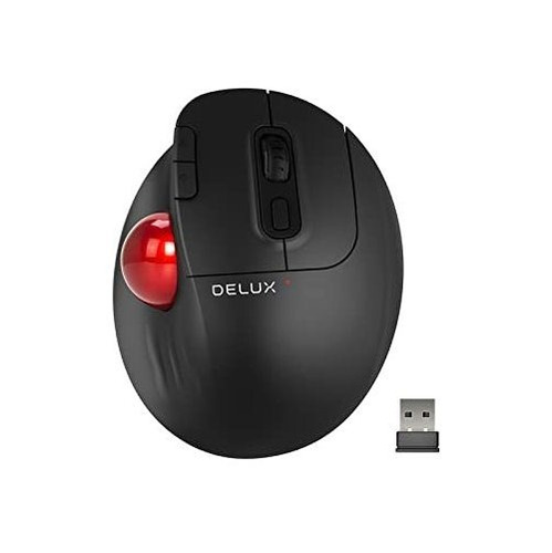 Ratón Bluetooth Trackball Delux, Inalámbrico Y Ergonómico