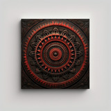 20x20cm Cuadro Mandala Alienigena Rojo Y Negro Bastidor Made