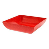 Travessa Saladeira Fruteira Quadrada Vermelha Plástico