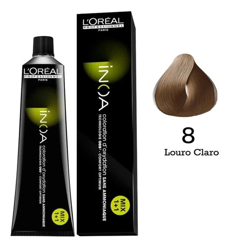 Kit Tintura L'oréal Professionnel  Inoa Tom 8 Loiro Claro Para Cabelo