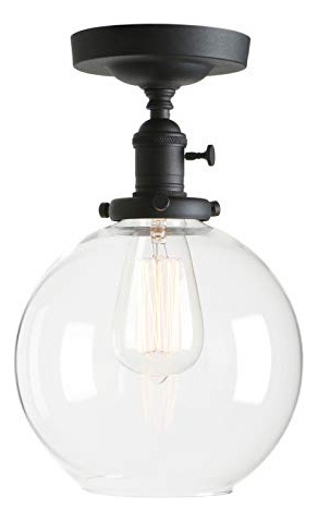 Lámpara Techo Vintage 1-luz Cristal Transparente (negra)