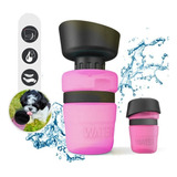 Botella Dispensador De Agua Portatil 500ml Para Mascotas Color Rosa