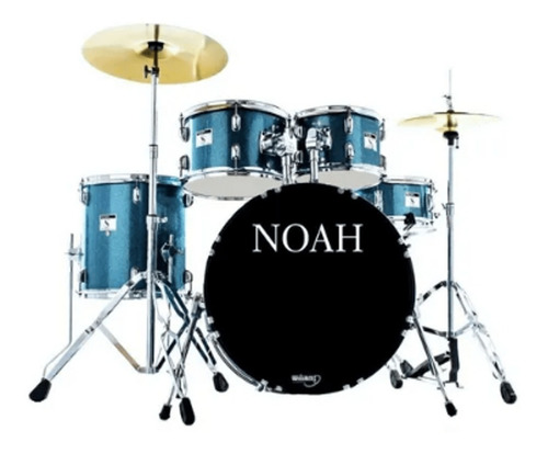 Bateria Acústica Noah Sc5 Blue Sparkle Bumbo 22 Completa