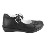 Zapato Escolar Niña Arco Soporte Flats Negro 2416-n 12-21.5 