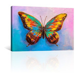 Cuadro Decorativo Pintura Impresa Canvas Mariposa De Colores