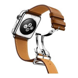 Correa De Piel Con Broche Desplegable Para Apple Watch