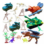 Maqueta Dinosaurios Con Soldados Militar Juguete 19pz
