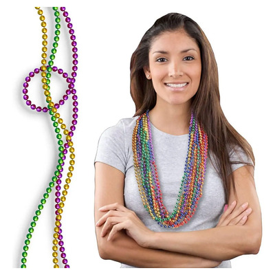 12 Collares Mardi Gras Bolitas Balin Carnaval Fiesta Batucad | Meses sin interés