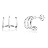 Brinco Prata 925  Ear Cuff  3 Fios Lisos 