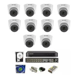 Kit Completo Dvr Hikvision 16 Ch / 10 Cameras Dome C/ Audio