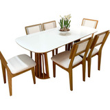 Conjunto Mesa De Jantar 6 Lugares C/ Vidro 1,80m + Cadeiras