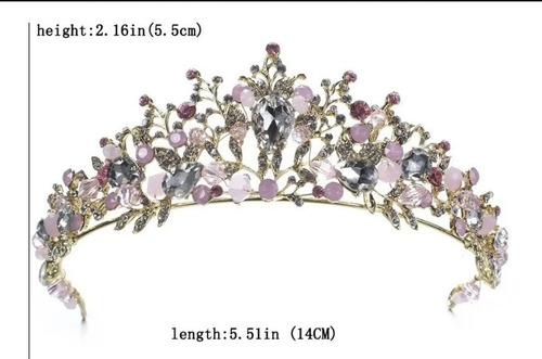 Corona Tiara Para Novia Xv Reina Dorada Con Rosa Con Aretes