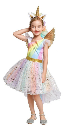 Fantasia Vestido Unicórnio Luxo Glitter Infantil Carnaval 