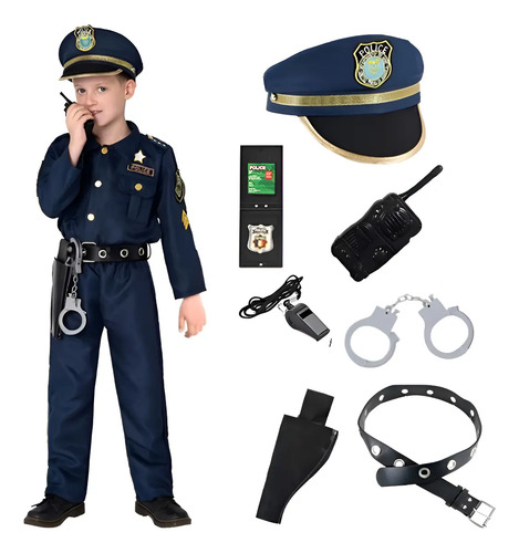 Conjunto Uniforme Policía For Niños Traje Fiesta Cosplayl /