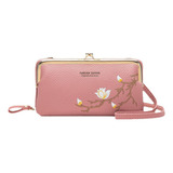 Bolso Bandolera Porta Celular Cartera Mujer Flores Bordadas