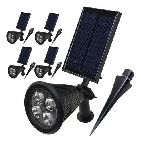 Pack X4 Reflector Estaca Solar Lampara Led Jardin Autonoma 