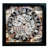 Reloj Cuadro Decorativo De Pared Con Engranes En Movimiento