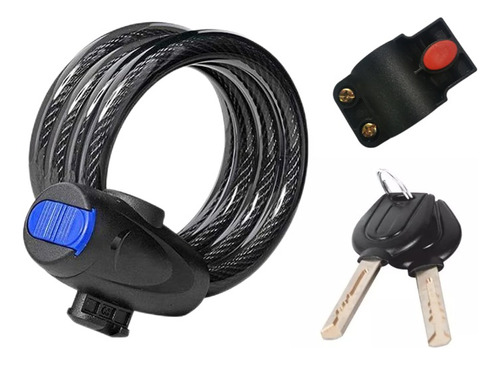 Candado Cable Cadena Seguridad Para Bici O Moto 1.2m Y Llave