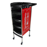 Mueble Para Barberia Salón De Belleza Carrito Ruedas Color Rojo