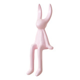Estatua Decorativa De Conejo Sentado De Cerámica Rosa Con Or