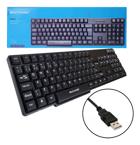 Teclado Básico Para Pc Multilaser Português Brasil Preto