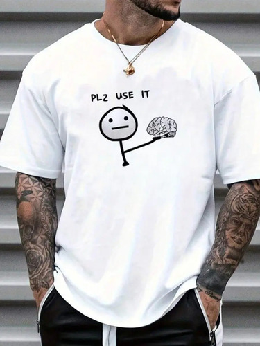 Playera De Hombre Con Estampados De Moda Manga Corta
