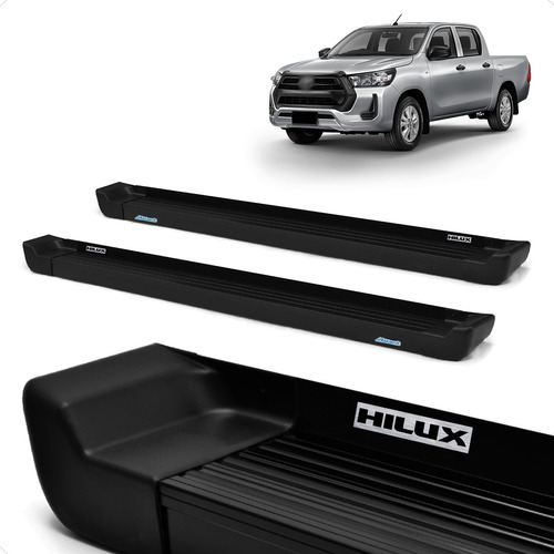 Par Estribo Hilux Srx Cabine Dupla Prime Preto Fosco 2020