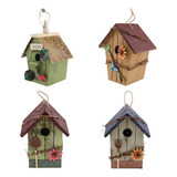 Pack De 4 Birdhouse De Colgante Casa De Pájaros Tallada