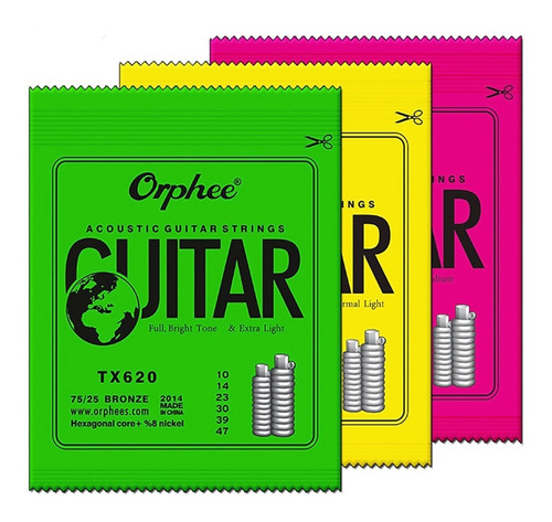 Paquete Cuerdas Guitarra Acustica Orphee Tx620 Tx630 Tx640 