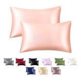 Funda Almohada Satin Saten Tipo Seda Set X2 Unids 100 O 76cm Color 100x50 Rosado