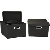 Caja Cajon Almacenamiento Tela Asas Tapas Plegable 2 Pzas Hw