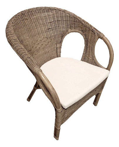 Sillón De Ratán Mod. Swan + Almohadón Bco. Origen Indonesia