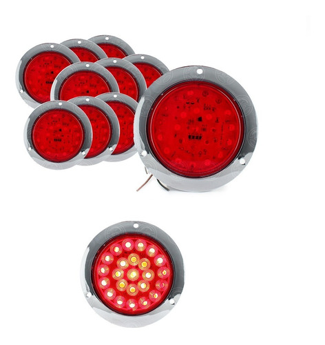 10 Plafon 24 Led Redondo Camion Cuarto Estrobo Stop 12-24v F