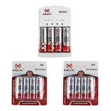 Kit Carregador Mox + 12 Pilhas Recarregáveis  Aa 2600 Mah.