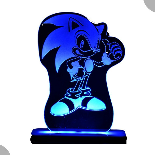 Sonic Luminária Acrílico E Led Azul Abajur Decoração Quarto Cor Da Estrutura Branco