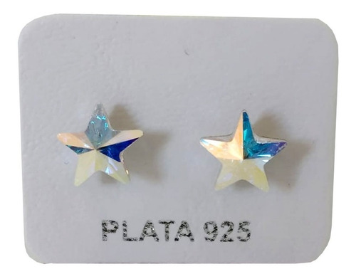 Aros Cristal De Plata 925 Chispa Estrella 10mm