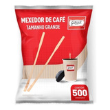 Mexedor Madeira 9cm Café Curto - 500 Unidades Biodegradável