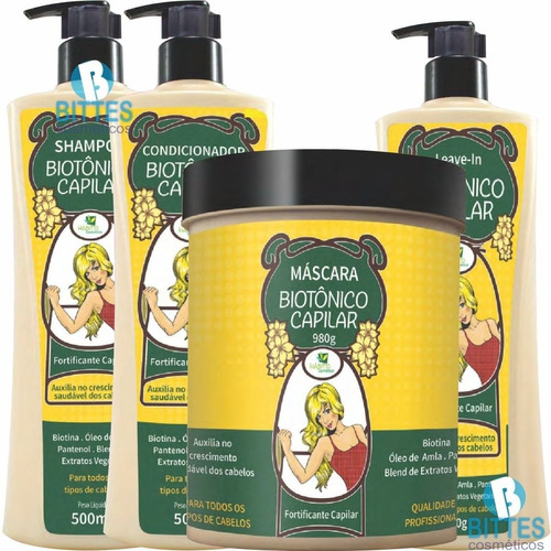 Kit Hidratação Hábito Cosméticos Biotônico Cresce Cabelo Top