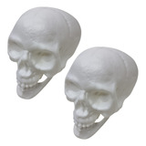Kit 2 Cranio Caveira Esqueleto Decorativo Plastico Halloween Cor Branco