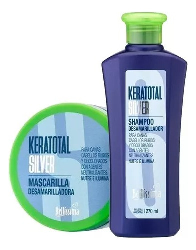 Shampoo + Mascara Matizador Silver Keratotal Bellisima 270ml