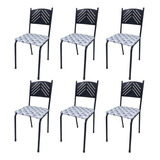 Kit 6 Cadeira Preta Cozinha Jantar Metal Tubular Almofadada